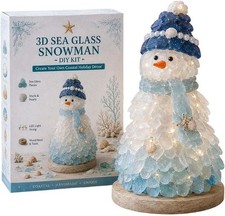 DIY Sea Glass Christmas Snowma Kit Lighted 3D Craft Set for Adults Handmade Deco