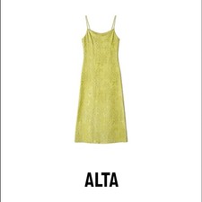 Rewind Lime Green Floral Jacquard Midi Slip Dress