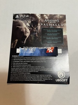Assassins Creed Valhalla Preorder Bonus Way Berserker PS4 DLC Add On Unused New