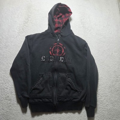 Vintage Element Zip Up Hoodie Mens Size Medium Y2K Skate Logo Embroidered Black