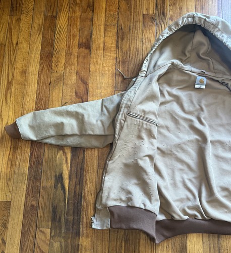 Vtg Y2K Carhartt Hooded Lined J160 Sandstone Work Jacket UNION XL 48” CHEST - Picture 14 of 15