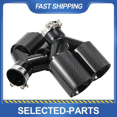 #ad 2×Dual for BMW 63MM In 93MM Out Car Carbon Fiber Exhaust TWIN End Tips Tail Pipe $144.99