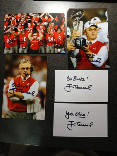 JIM TRESSEL Authentic 3 Hand Signed 4X6 Photo S & 2 CARDS- HEAD COACH OHIO STATE