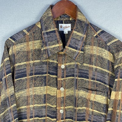 Vintage Villa D'Este Shirt Mens Medium Long Sleeve Rayon Disco 70s Italy