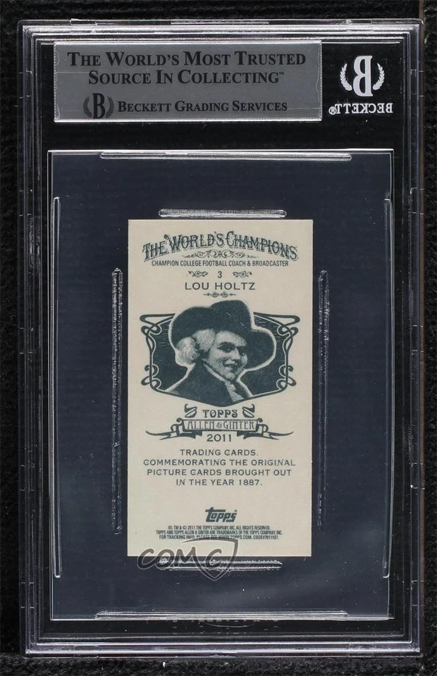 BAS 2011 Allen & Ginter's Mini Ginter Back Lou Holtz #3 BGS Authentic Rookie RC - Image 2 of 2