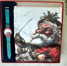 Vintage 90s Hanes Heavyweight Christmas T Shirt & Watch Set NIB Size XL