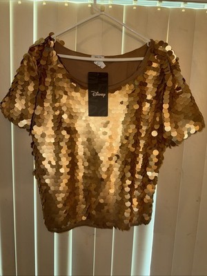 Disney The Little Mermaid King Triton Costume Top XL Gold Sequin's