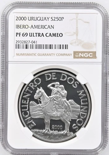 2000 Uruguay Silver 250 Peso NGC PF68 Ultra Cameo Coin