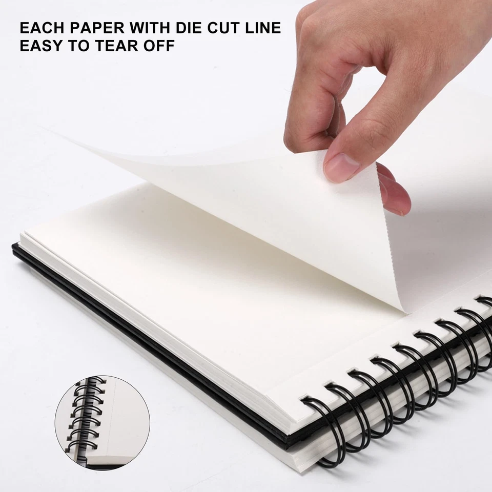 8.5x11inches Hardbound Sketch Book, Spiral Bound Sketch Pad, 80-Sheets 90gsm - Image 3 of 4