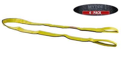 4 Pk 3''x8' Web Sling - 8400 LBS WLL Vertical - 2-Ply Eyelets Tow Lifting Straps