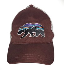PATAGONIA Burgundy LoPro FITZ ROY BEAR MESH TRUCKER HAT Adjustable One Size