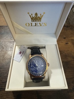  SALE! Olevs Gold Skeleton Men s Automatic Mechanical Watch *See Photos Details