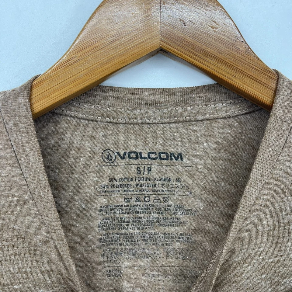 Volcom T-Shirt Men's Size S Brown Stone Logo Crew Neck Cotton Blend - Image 4 of 4