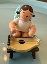 Perfect Wendt & Kuhn Angel lap harp Zither Brown Hair Seated Cherub