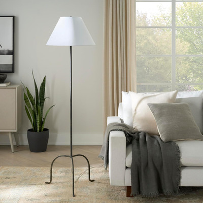 Nourish Your Space: 66'' Black Wrought Iron Slim Tripod Floor Lamp