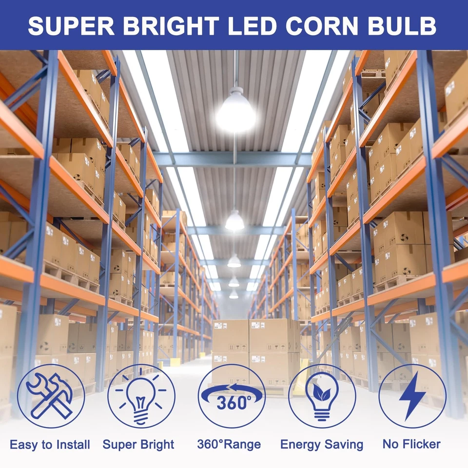 100W LED Corn Bulb 2 Pack, 12000 Lumens Super Bright Light, 5000K Daylight Wh... - Image 4 of 4