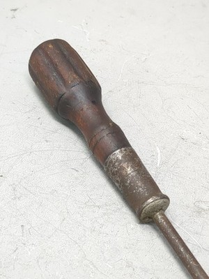 Antique 10'' Long Shank Flathead Screwdriver Early Lock-Seam Ferrule *Bent Shaft