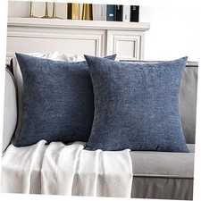 Pack of 2 Decorative Pillow Covers 18x18 Inch Soft 18" x 18" Pack of 2 Blue
