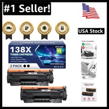 High-Yield 138X Black Toner Cartridge with Integrated Chip, 2-Pack for Laserjet