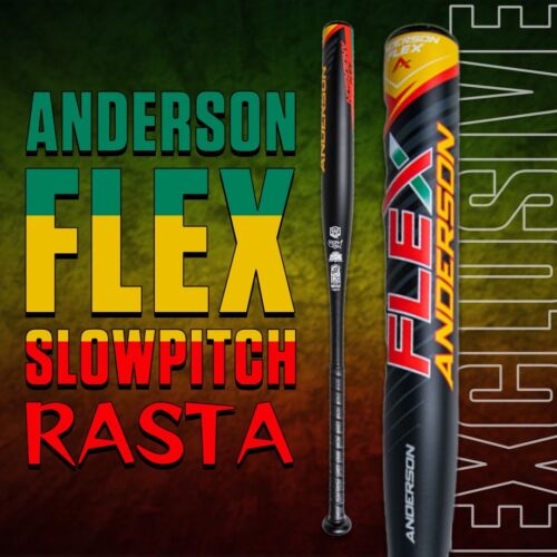 2023 Anderson Flex Alliage Une Pièce Slowpitch Softball Bat Édition Limitée Rasta - Photo 1 sur 7