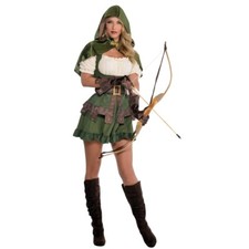 Robin Hood Kostüm Jägerin des Waldes für Damen Gr. 32-50 Kleid grün Fasching