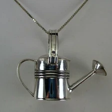 Large WATERING CAN Pendant for Necklace STERLING SILVER Brown County Silver WOW