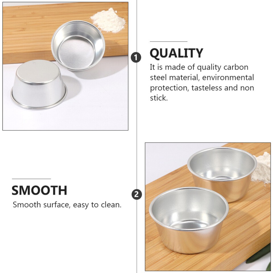 6 Pcs Muffin Pan Stainless Steel Egg Tart Molds for Baking Pudding Cup