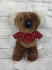 VINTAGE 11" KOALA BEAR Plush Stuffed Animal Striped Shirt Made in Korea