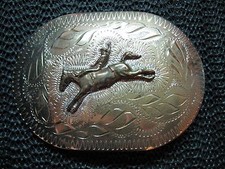 WESTERN RODEO COWBOY BUCKING BRONCO BELT BUCKLE VINTAGE RARE HAND CRAFTED 