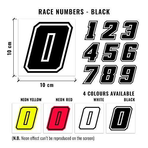 Pegatinas De Números De Carrera 4R 13242 - Negro, 10x10 Cm, Para Personalizar Motos Y Cascos
