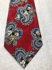 MICKEY MENS TIE RED WITH MICKEY DONALD AND GOOFY 3.75 X 58