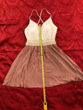 Women's Glare White/Burgundy Lace Sleevless Dress