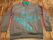 ADIDAS Trefoil men's XL gray zip up Track Jacket soccer streetwear hip hop WOW