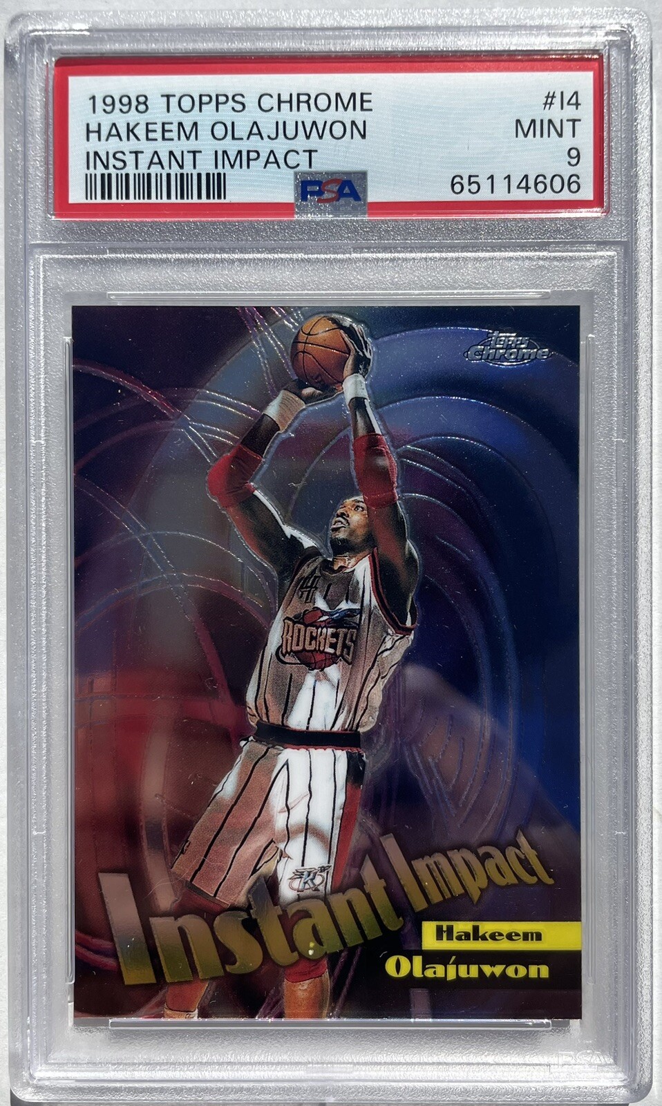Hakeem Olajuwon 1998 Topps Chrome Instant Impact #14 PSA 9
