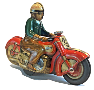 Vtg US Zone Germany SCHUCO CURVO 1000 Motorcycle Tin Litho WindUp