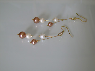 Ohrringe Elfenbein/Cappuccino/Gold/''Gold'' Braut/Hochzeit/Perlenabend