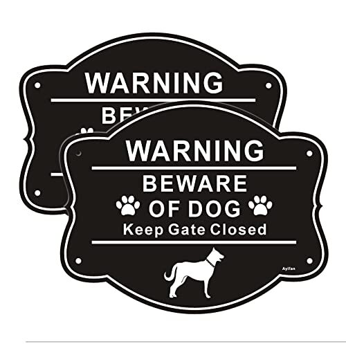 2 Pack Beware of Dog Signs for Fence,10x8 Inch Rust Free .040 Aluminum Metal - Picture 1 of 6