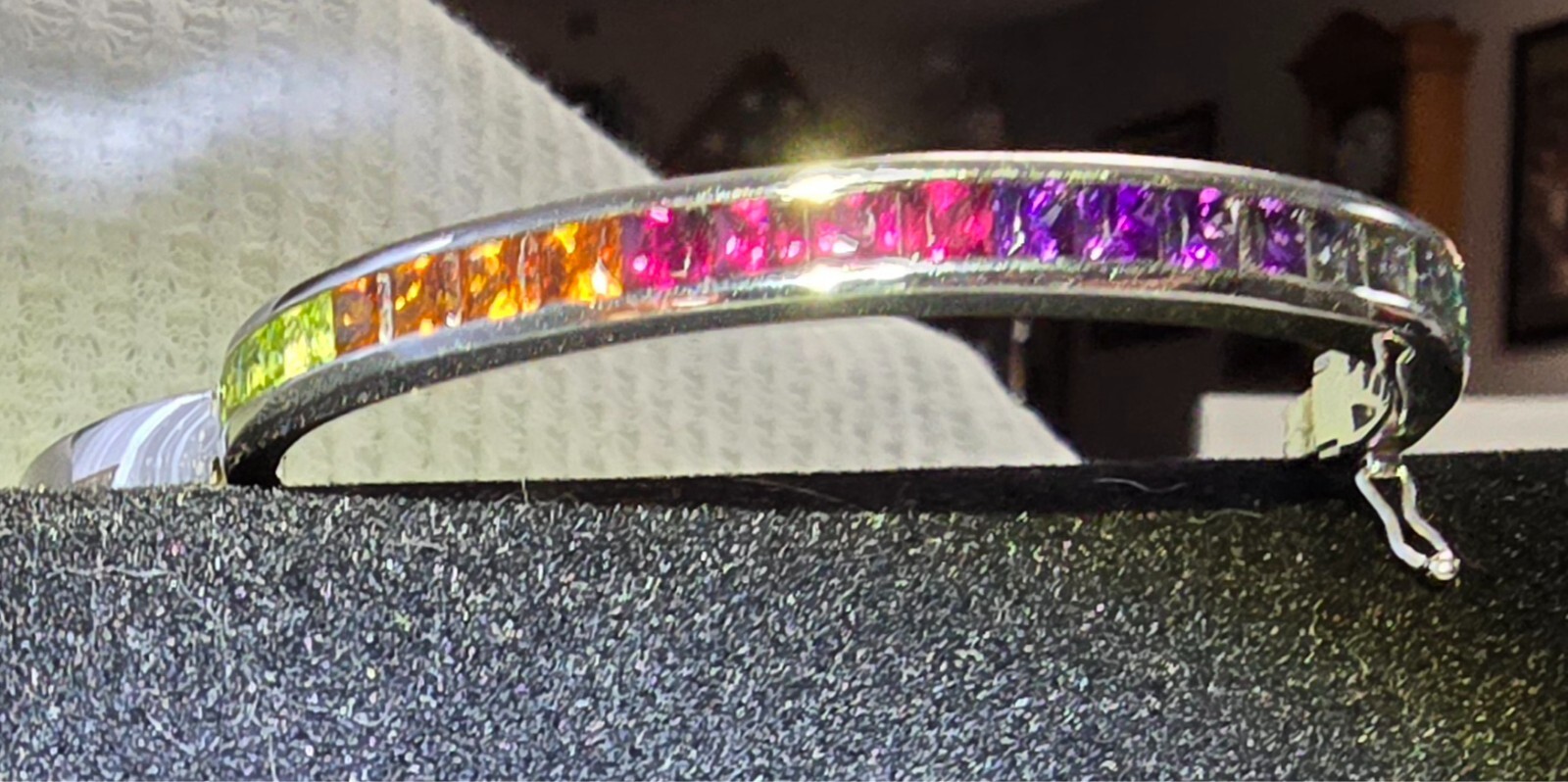MULTI-Gemstone Bangle Bracelet (Hinged) Sterling … - image 2