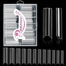 120PCS Extra Long Half Nail Tips,XXL Super Long 120PCS Clear 2XL C Curve Tips