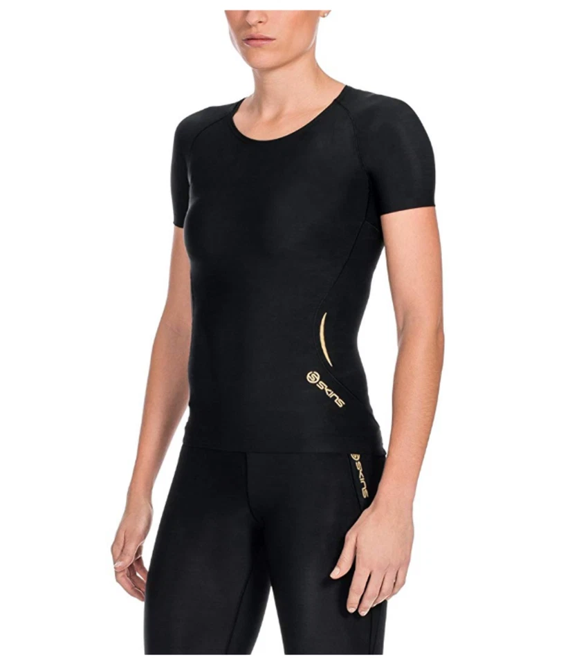 SUPER SALE | Skins A400 Womens Compression Short Sleeve Top (Black) - Image 3 of 4