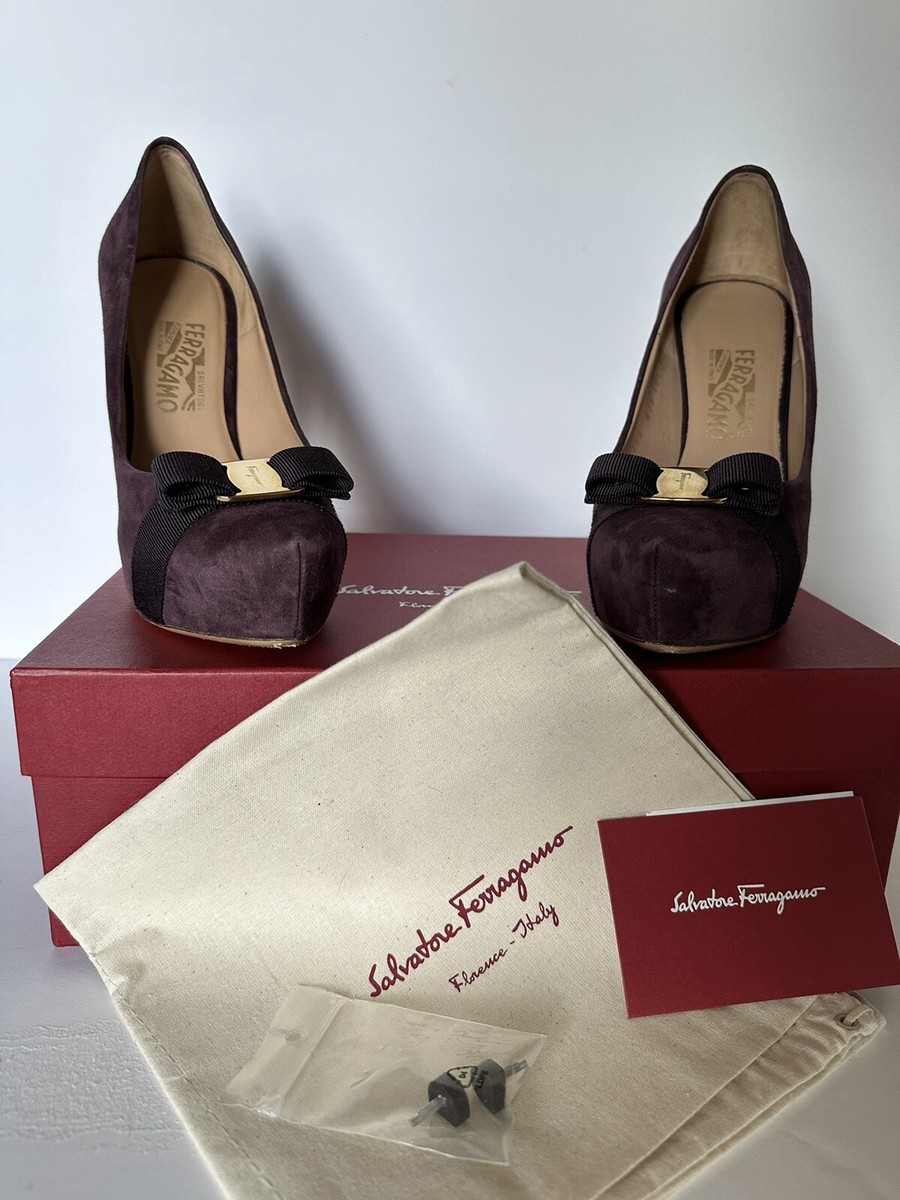 Ferragamo パープル スエード ウェッジヒール Ferragamo パープル スエード ウェッジヒール