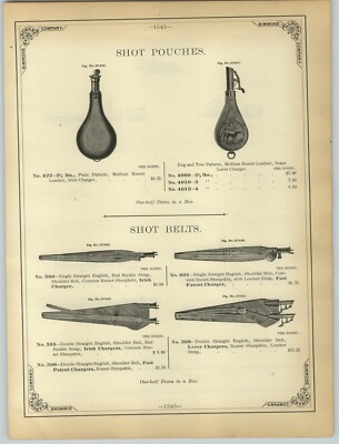 1894 PAPER AD Early Antique Gun Rifle Shotgun Shot Pouch Leather Hunting Dog 