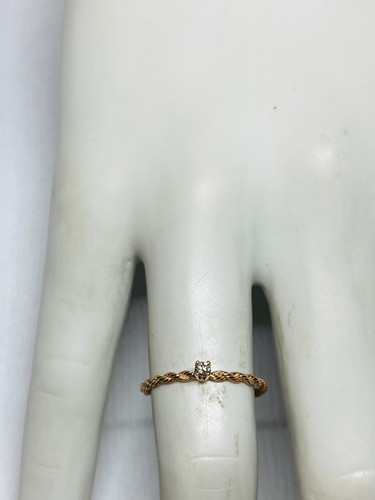 14K Gold (Yellow-White-Rose) .06 Carat Genuine Diamond Rope Design Solitaire - Picture 10 of 15