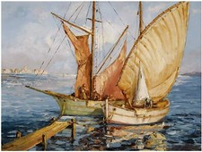 Ships G. Lapchine Sea Ocean Boats Tile Mural Kitchen Backsplash Marble Ceramic