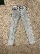 VINTAGE Levis 501 Jeans Mens 33x34 Acid Wash Grey Black Denim Pants Made In USA