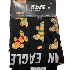 NWT AMERICAN EAGLE Ultra Soft Boxer 4" Inseam Sz S-L-XL Black Gingerbread 6