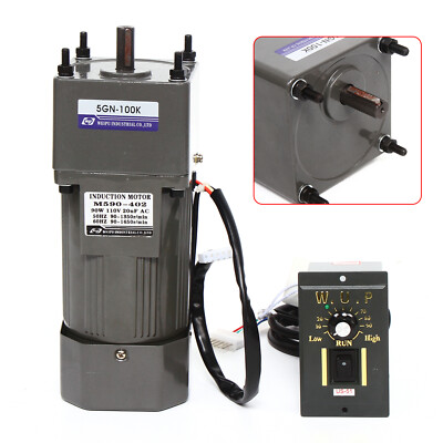 110V 90W 1:100 AC Gear Motor Electric w/ Speed Reduction Controller 100K 13.5RPM