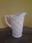 Westmorland Milk Glass Old Quilt Pitcher 7.5"