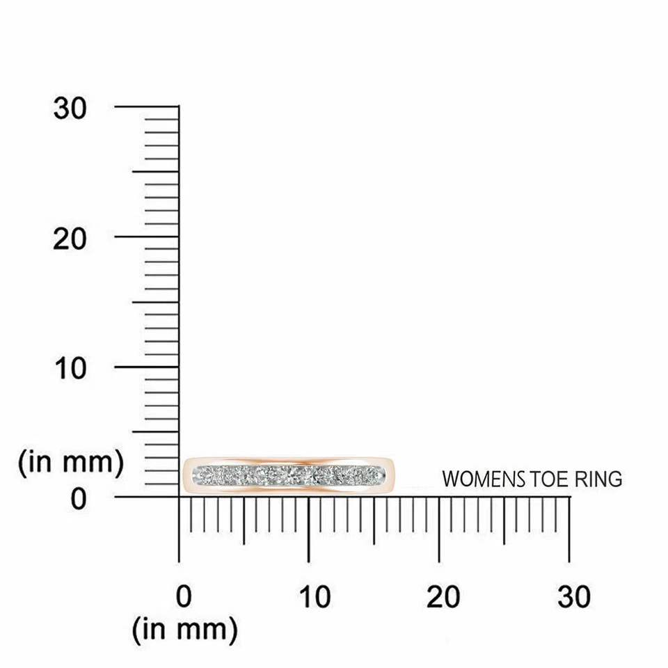 Kanal Set Verstellbarer Zehenring 18K Rose Vergoldet .35 Rund Künstlicher - Bild 2 von 4
