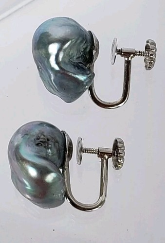 PEARL EARRINGS 14K WHITE GOLD ESTATE JEWELRY COLLECTIBLE FINE JEWELRY